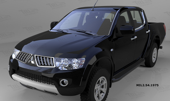 Пороги алюминиевые (Sapphire Black) для Mitsubishi L200 - ОбвесКарРу VIN: MIL2.54.1975. 