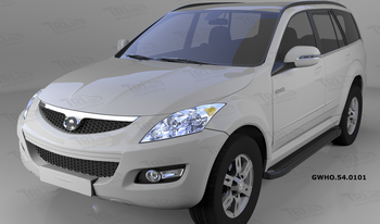 Пороги алюминиевые (Sapphire Black) для Great Wall Hover H3 (2010-2014) - ОбвесКарРу VIN: GWHO.54.0101. 