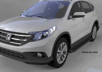 Пороги алюминиевые (Sapphire Black) для Honda CR-V (2012-н.в.) - ОбвесКарРу VIN: HOCR.54.1048. 