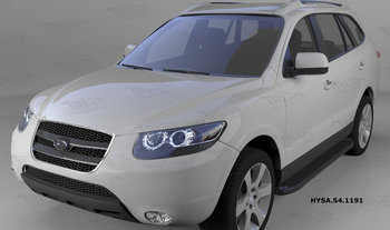 Пороги алюминиевые (Sapphire Black) для Hyundai Santa Fe (2006-2010) - ОбвесКарРу VIN: HYSA.54.1191. 