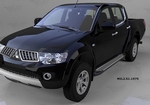 Пороги алюминиевые (Sapphire Silver) для Mitsubishi L200