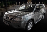 Пороги алюминиевые (Sapphire Silver) для Nissan X-Trail