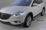 Пороги алюминиевые (Sapphire Silver) для Mazda CX9