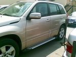 Пороги алюминиевые (Sapphire Silver) для Suzuki Grand Vitara