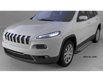 Пороги алюминиевые (Sapphire Silver) для Jeep Cherokee