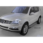 Пороги алюминиевые (Sapphire Silver) для Ssang Yong Rexton