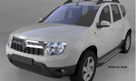 Пороги алюминиевые (Sapphire Silver) для Renault Duster