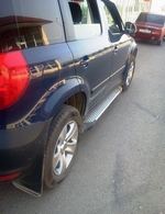 Пороги алюминиевые (Sapphire Silver) для Skoda Yeti