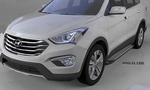 Пороги алюминиевые (Sapphire Silver) для Hyundai Grand Santa Fe (2012-н.в.)