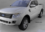 Пороги алюминиевые (Sapphire Silver) для Ford Ranger (2011-2015)