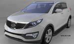 Пороги алюминиевые (Corund Black) для Kia Sportage