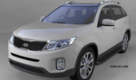 Пороги алюминиевые (Corund Black) для Kia Sorento