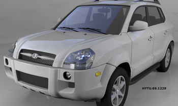 Пороги алюминиевые (Corund Black) для Hyundai Tucson - ОбвесКарРу VIN: HYTU.69.1229. 