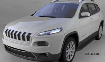 Пороги алюминиевые (Corund Black) для Jeep Cherokee - ОбвесКарРу VIN: JECH.69.1425. 