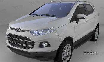 Пороги алюминиевые (Corund Black) для Ford EcoSport (2013-н.в.) - ОбвесКарРу VIN: FOES.69.2021. 