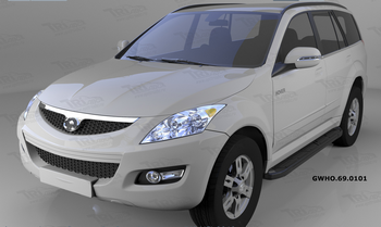 Пороги алюминиевые (Corund Black) для Great Wall Hover H3 (2010-2014) - ОбвесКарРу VIN: GWHO.69.0101. 