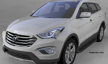 Пороги алюминиевые (Corund Black) для Hyundai Grand Santa Fe (2012-н.в.) - ОбвесКарРу VIN: HYGS.69.1101. 