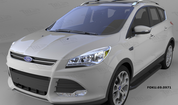 Пороги алюминиевые (Corund Black) для Ford Kuga (2012-2016) - ОбвесКарРу VIN: FOKU.69.0971. 