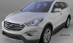 Пороги алюминиевые (Corund Black) для Hyundai Santa Fe (2012-2015)