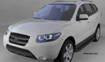 Пороги алюминиевые (Corund Black) для Hyundai Santa Fe (2010-2012)