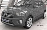 Пороги алюминиевые (Corund Black) для Hyundai Creta