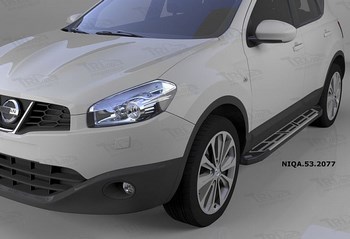 Пороги алюминиевые (Corund Silver) для Nissan Qashqai - ОбвесКарРу VIN: NIQA.53.2077. 
