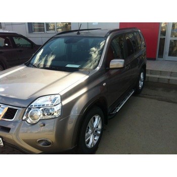 Пороги алюминиевые (Corund Silver) для Nissan X-Trail - ОбвесКарРу VIN: NIXT.53.2161. 