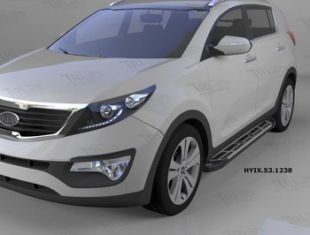 Пороги алюминиевые (Corund Silver) для Hyundai IX35 (2010-2015) - ОбвесКарРу VIN: HYIX.53.1238. 