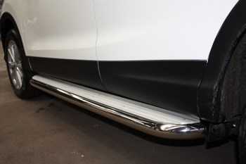 Пороги AllEst - труба 60,3 мм с площадкой из алюминия для Nissan Qashqai - ОбвесКарРу VIN: QAS-14.09. 