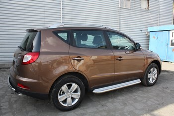 Пороги AllEst - труба 60,3 мм с площадкой из алюминия для Geely Emgrand X7 - ОбвесКарРу VIN: X7-13.05. 