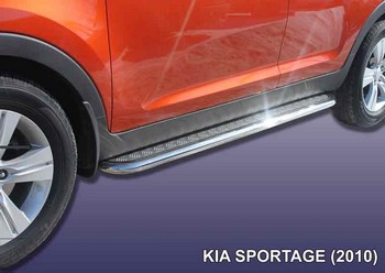 Пороги d42 с листом SLITKOFF для Kia Sportage - ОбвесКарРу VIN: KSP010-010. 