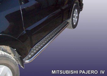 Пороги d57 с листом SLITKOFF для Mitsubishi Pajero IV - ОбвесКарРу VIN: MPJ013. 