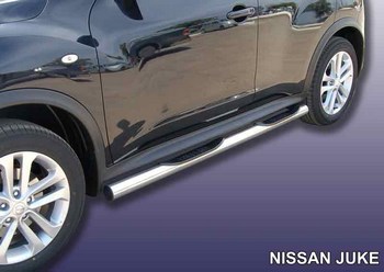 Пороги d76 с проступями SLITKOFF для Nissan Juke 2WD - ОбвесКарРу VIN: NJ2WD-005. 