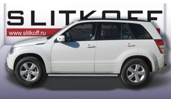Пороги d76 труба SLITKOFF для Suzuki Grand Vitara 5D - ОбвесКарРу VIN: SGV12005. 