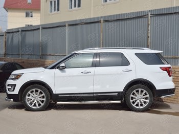 Пороги Russtal с накладкой для Ford Explorer - ОбвесКарРу VIN: FET-0026651. 