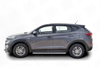 Пороги Russtal труба с листом для Hyundai Tucson (2015-н.в.) - ОбвесКарРу VIN: HTL-0022371. 