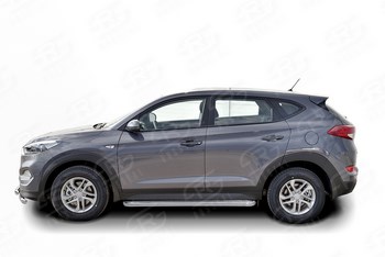 Пороги Russtal труба с листом для Hyundai Tucson (2015-н.в.) - ОбвесКарРу VIN: HTL-0022373. 