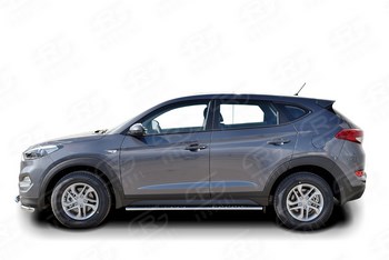 Пороги Russtal труба с листом для Hyundai Tucson (2015-н.в.) - ОбвесКарРу VIN: HTO-002236. 