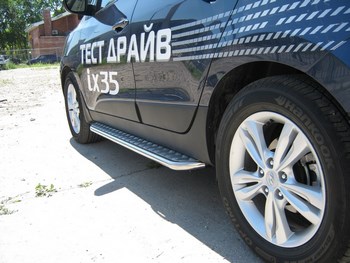 Пороги стальная труба для Hyundai ix35 (2010-2015) - ОбвесКарРу VIN: HIL-000175. 