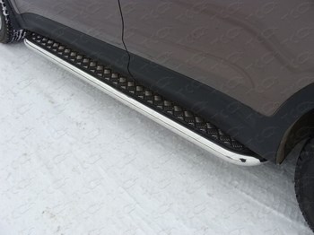 Пороги стальная труба для Hyundai Grand Santa Fe (2012-н.в.) - ОбвесКарРу VIN: HYUNSFGR14-08. 