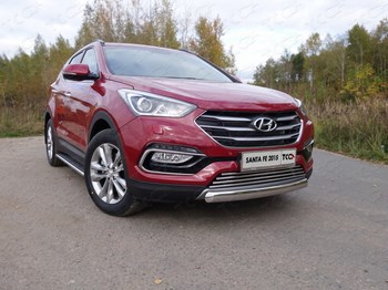 Пороги стальная труба для Hyundai Santa Fe (2015-н.в.) - ОбвесКарРу VIN: HYUNSF4WD15-16. 