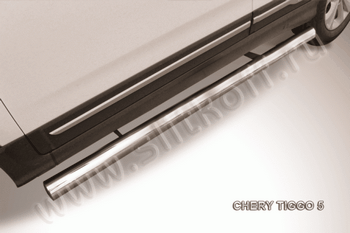 Пороги стальная труба для Chery Tiggo 5 (2014-н.в.) - ОбвесКарРу VIN: CT5-006. 