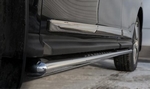 Пороги труба D120хD60 овал с проступью RUSSTAL для Nissan Pathfinder