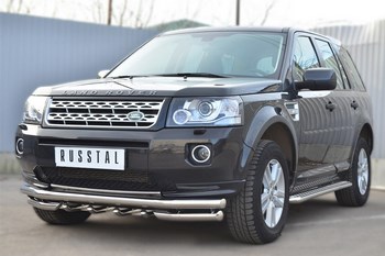 Пороги труба D42 с листом RUSSTAL для Land Rover Freelander 2 - ОбвесКарРу VIN: LFRL-001495. 
