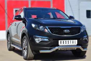 Пороги труба D42 с листом RUSSTAL для Kia Sportage - ОбвесКарРу VIN: KSGL-001677. 