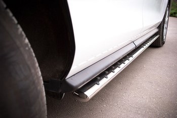 Пороги труба D75хD42 овал с проступью RUSSTAL для Nissan X-Trail - ОбвесКарРу VIN: NXO-010091. 