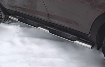 Пороги труба D75хD42 овал с накладками RUSSTAL для Mitsubishi ASX - ОбвесКарРу VIN: MAO-000724. 