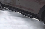 Пороги труба D75хD42 овал с накладками RUSSTAL для Mitsubishi ASX