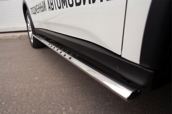 Пороги труба D75хD42 овал с проступью RUSSTAL для Mitsubishi Outlander - ОбвесКарРу VIN: MORO-001899. 