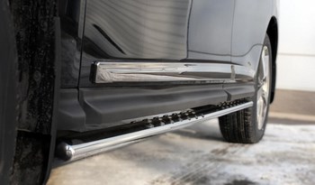 Пороги труба D75хD42 овал с проступью RUSSTAL для Nissan Pathfinder - ОбвесКарРу VIN: NPO-002022. 